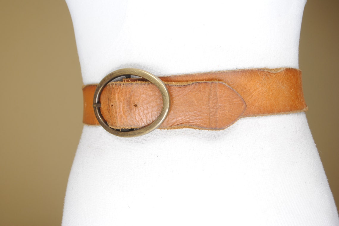 Brown Tan Leather Belt for Women with Oval Buckle Caramel Etsy