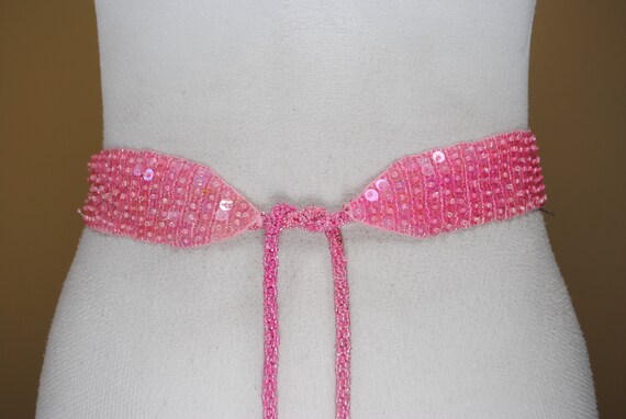 Pink Seed Bead Belt for Women. Sequin 