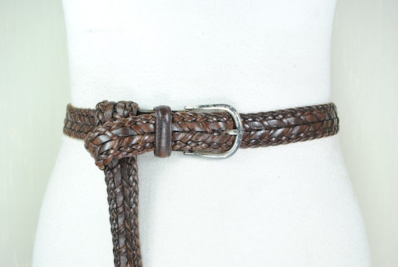 Donna Karan Vintage Braided Leather Belt - Chocolate Brown Stunning Vintage Genuine DONNA KARAN DKNY Brown Wide Leather  main image 2