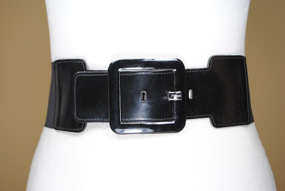 Wide Black Stretch Belt for Women, Elastic Corset… - image 1