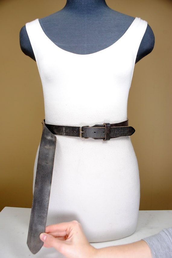 Unique Brown Leather Belt, Vintage Unisex Belt fo… - image 8