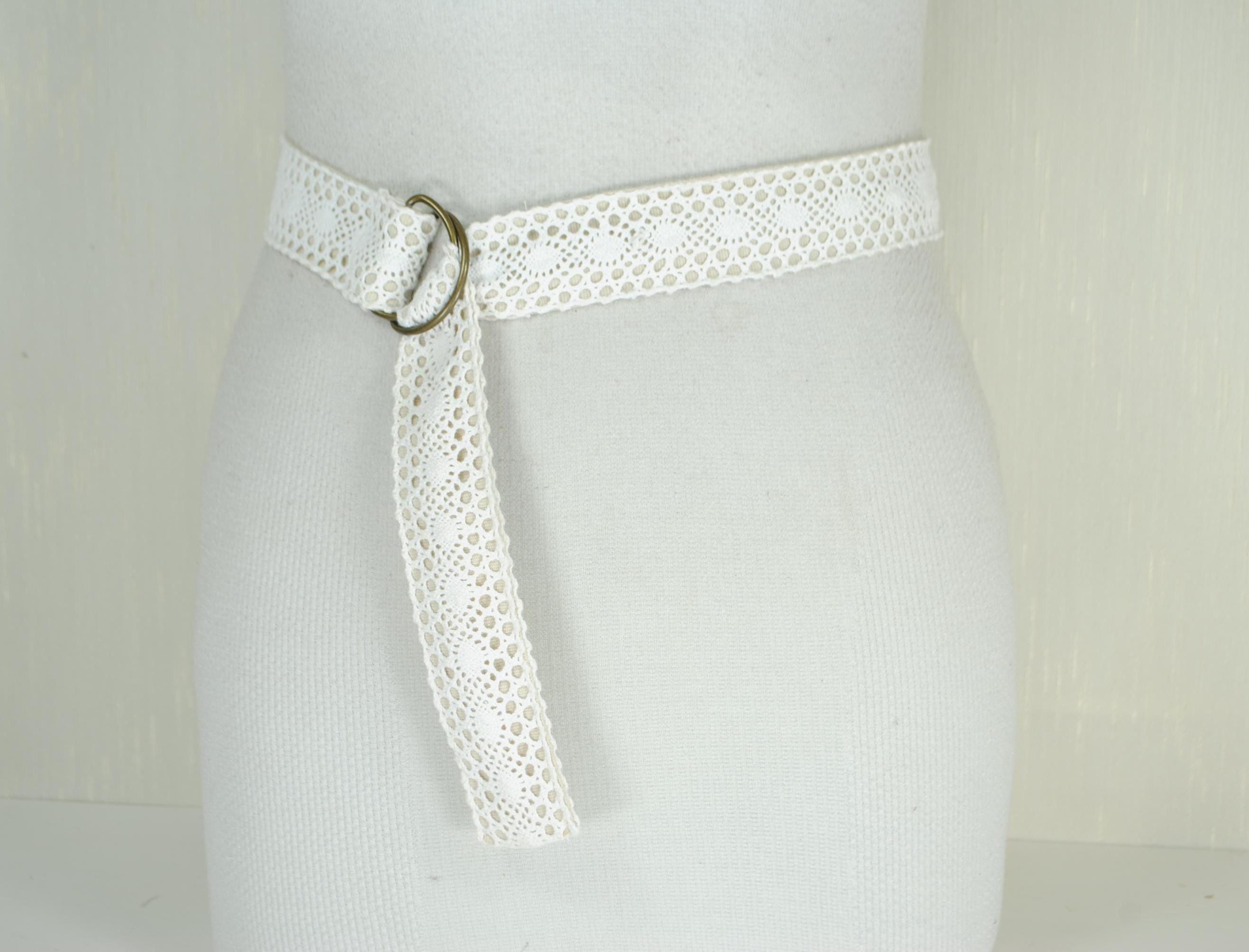 Beige White Lace Belt, Vintage Cotton Crochet Belt, Boho  display picture 1
