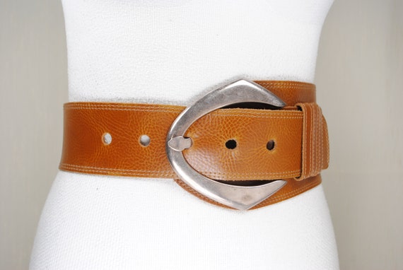 Extrawide Tan Brown Belt, ІStatement hip belt, Wi… - image 3
