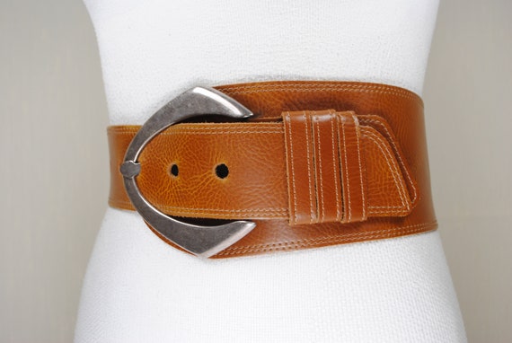 Extrawide Tan Brown Belt, ІStatement hip belt, Wi… - image 5