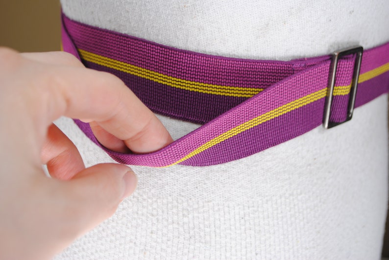 Vintage Adjustable Pink Maroon Yellow Striped Stretch Belt for women Purple Elastic band belt 30-50/'/' 90s