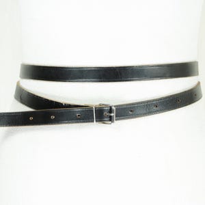 Double Wrap Belt, Black Leather Belt, Women, Silver Buckle  display picture 2