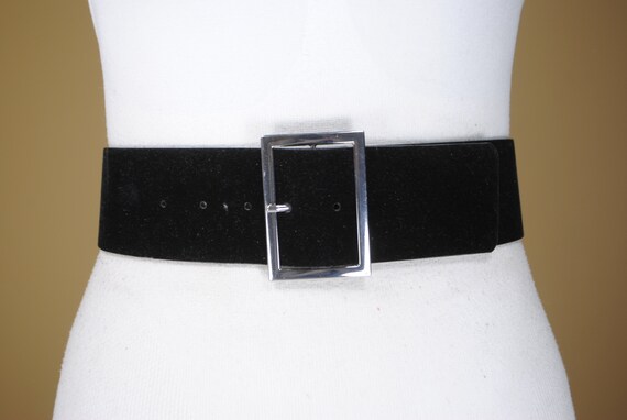 Black velvet belt with rhinestone buckle Clearance