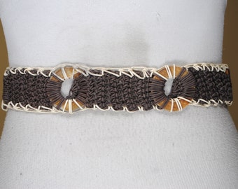 Brown Woven Macrame Belt for Women. Wood belt, Tie up belt