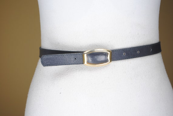 Skinny Navy Blue Leather Belt for Women. Vintage … - image 3