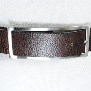 Chocolate Brown Hip Belt, Y2K Vintage ESPRIT Belt, Dark Pebble Leather, Thin Long Silver Buckle, Statement Trendy belt, size 38 39 40 41 42