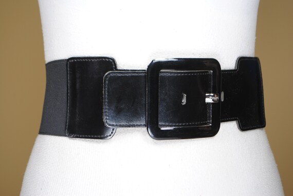 Wide Black Stretch Belt for Women, Elastic Corset… - image 4