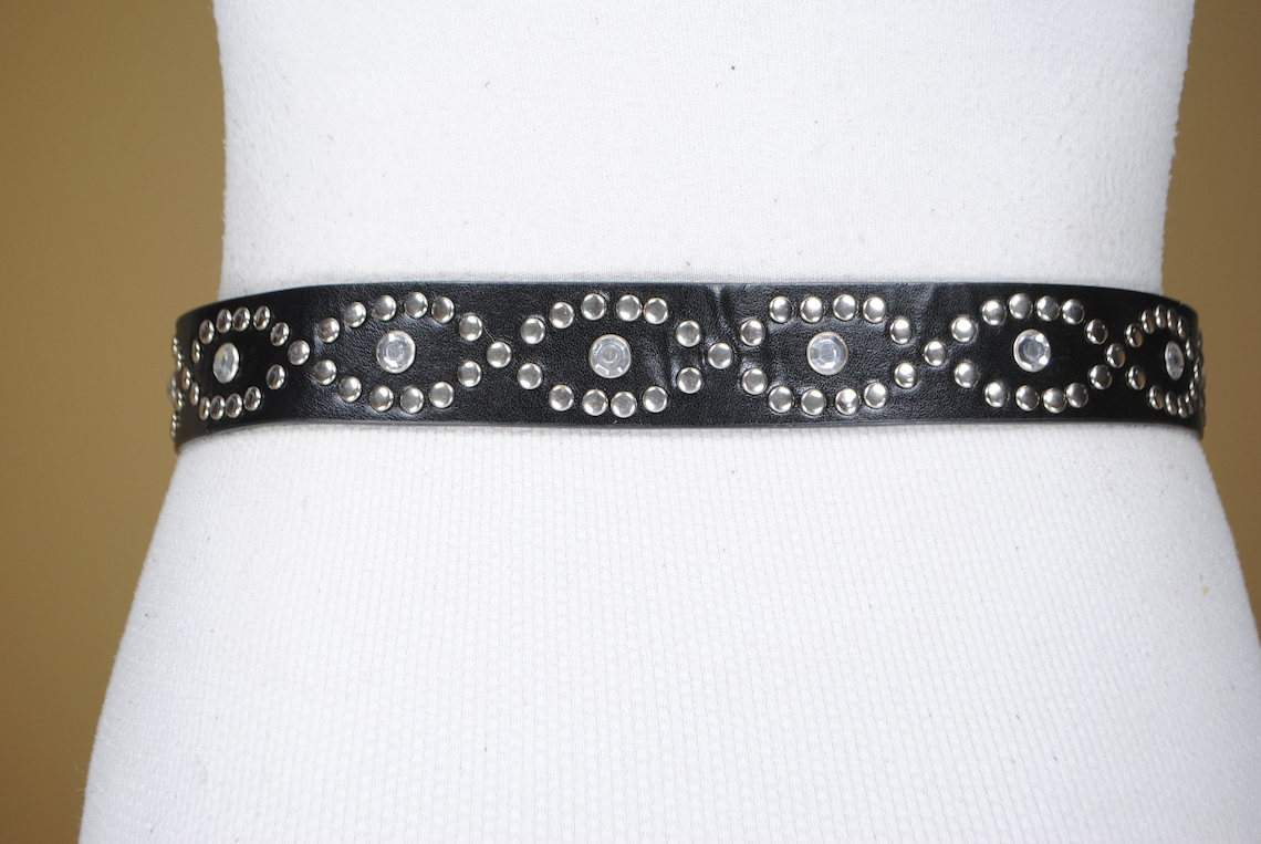 1980s 27''31'' black riveted belt for women Etsy