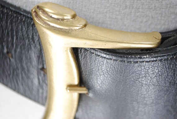 Wide Black leather belt, Mob Wife Glam, Gold Sequ… - image 8
