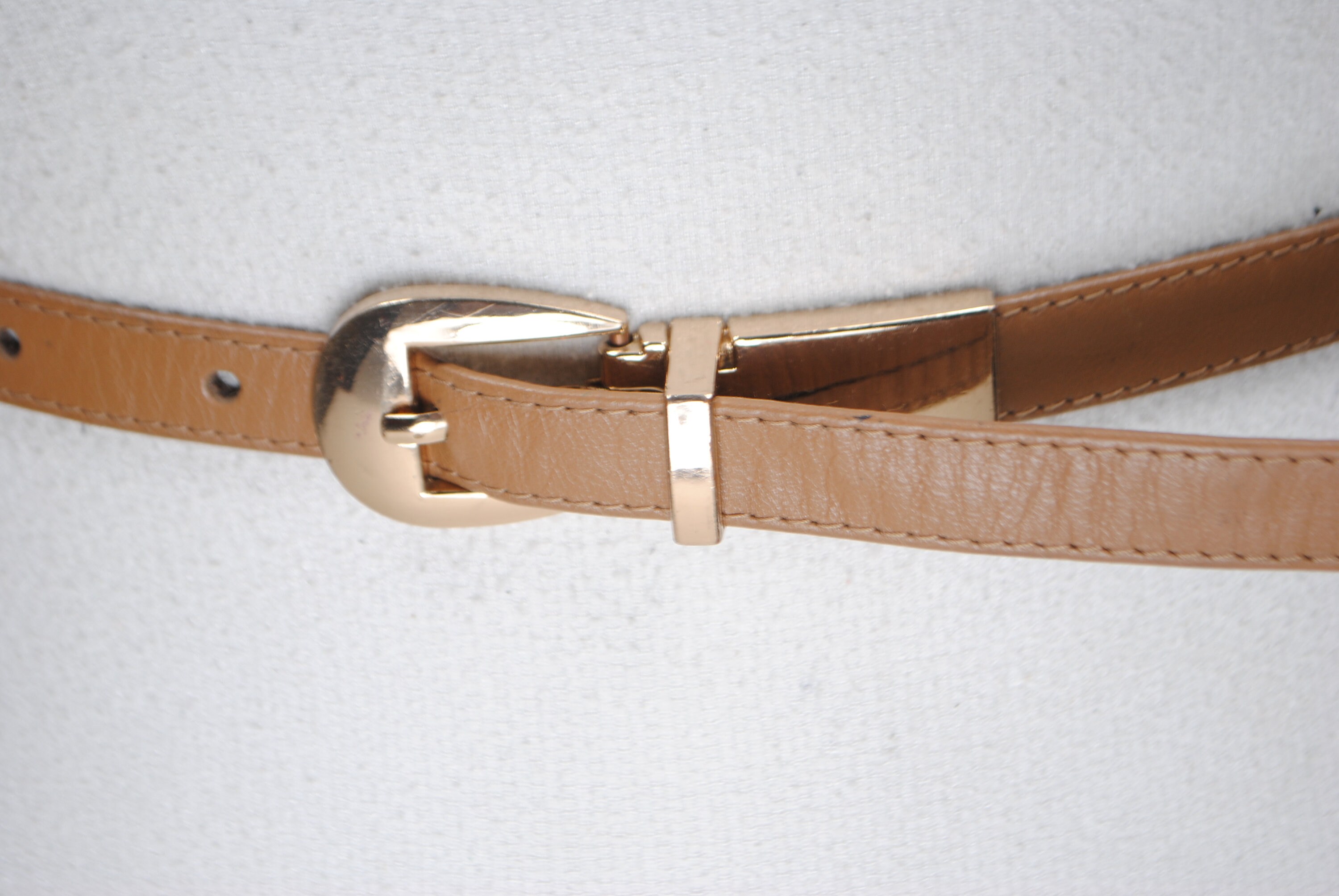 Skinny Tan Brown Belt, Old Money, Quiet Luxury, Women, Gold  display picture 2