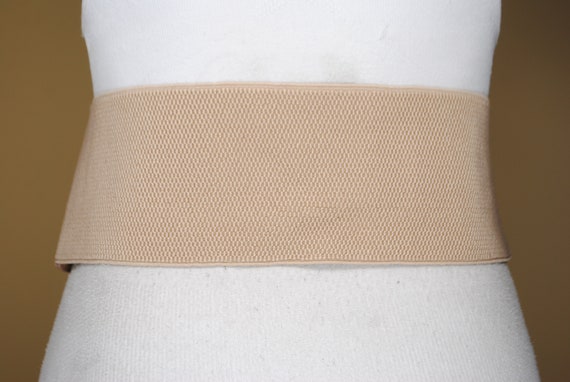 Wide Beige Stretch Belt for Women. Taupe Vegan Su… - image 8