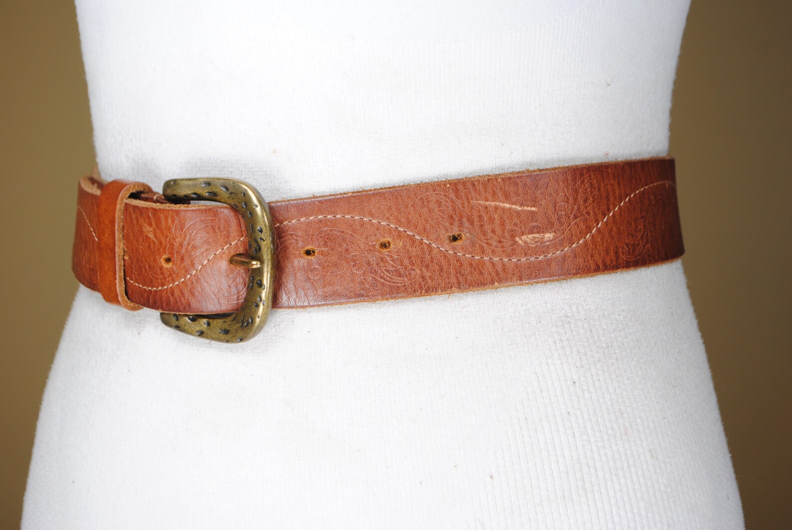 80s 36''41'' Wide Tan Leather Belt for Women Etsy