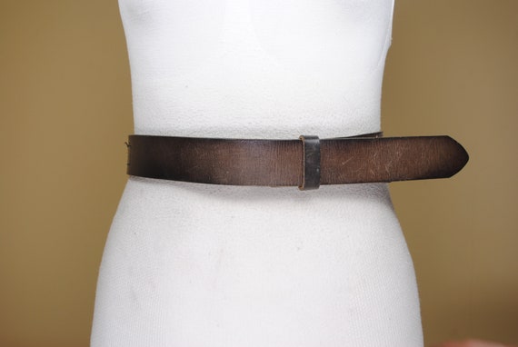 Unique Brown Leather Belt, Vintage Unisex Belt fo… - image 5