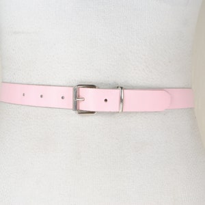 Skinny Washed Pink Belt, Light Pink Genuine Leather Belt, Women, Silver Buckle, Y2K Vintage, Old Money Luxury, Barbie, Size 27 28 29 30 31