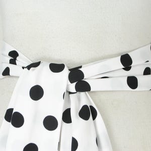 White Dotted Fabric Belt, Black White Belt, Wide Tie Up Fabric Belt, Belt for Women, Trendy VINTAGE Long Belt, Scarf. Size 68&quot; / 175 cm