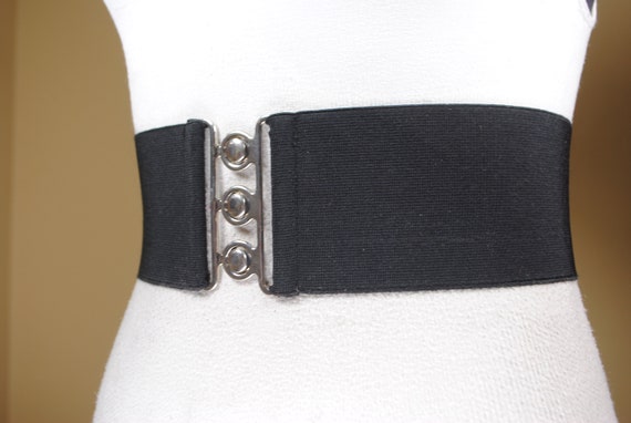 Wide Black Stretch Belt for Women, Y2K Vintage Elastic  display picture 3