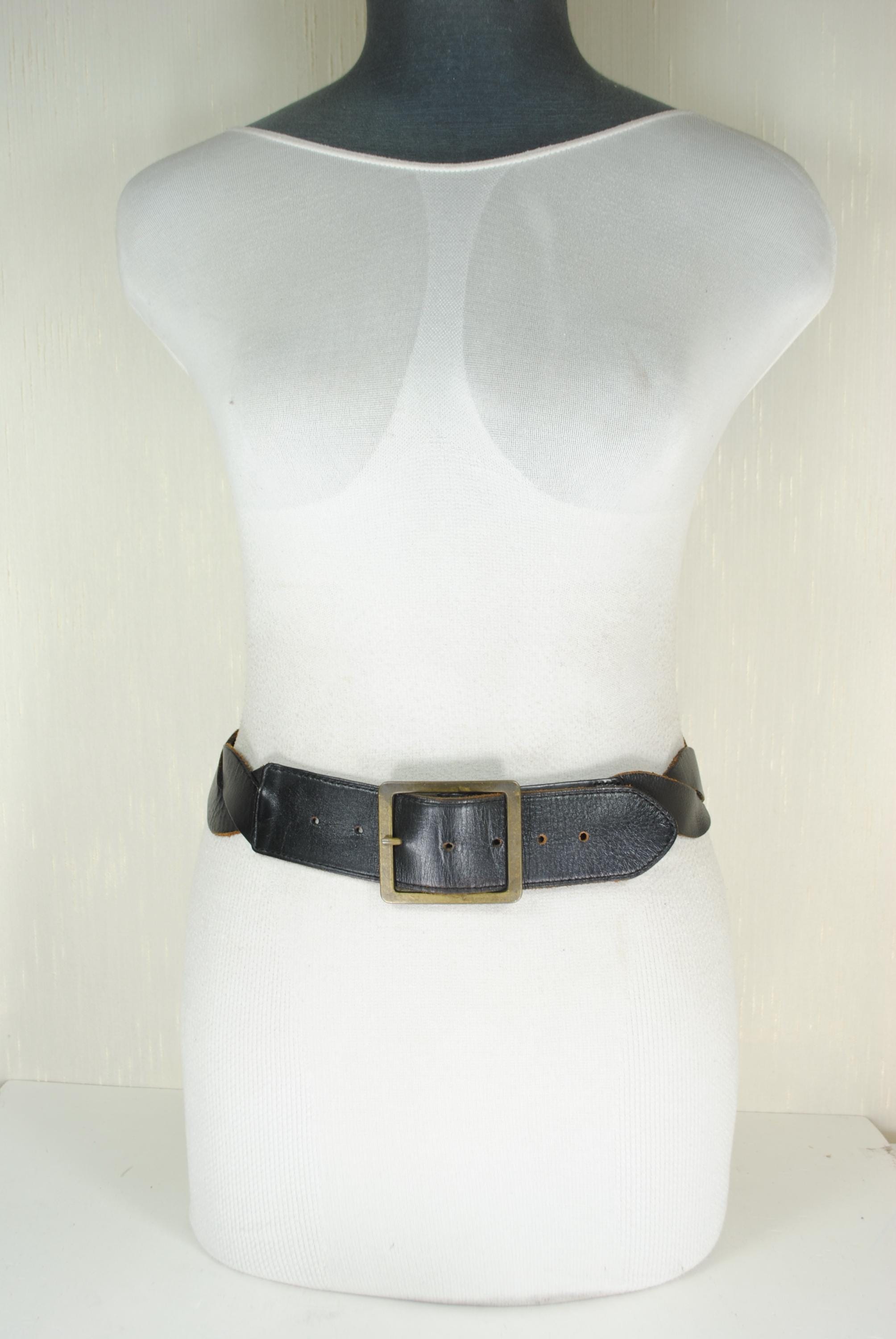 Esprit Antique Brass Buckle Leather Belt medium Vintage Esprit Brown Woven Leather Belt, Brass Buckle, 36  main image 4
