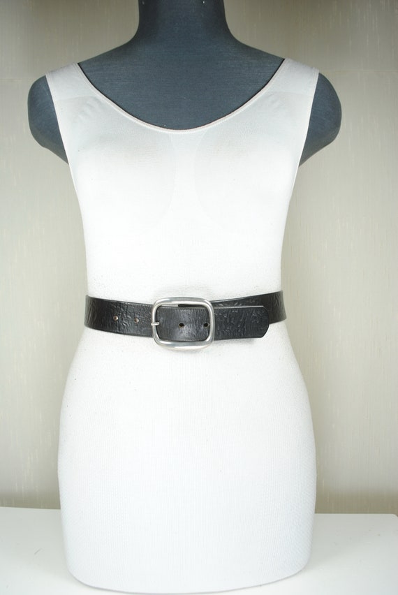 Biker Black Leather Belt,  Metal Jackets Studded … - image 3