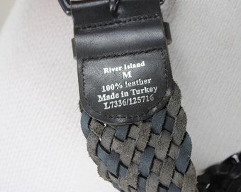 Wide Black Braided Belt Woven Leather, Women, Silver Buckle  display picture 1
