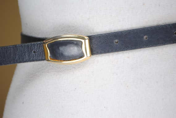 Skinny Navy Blue Leather Belt for Women. Vintage … - image 5
