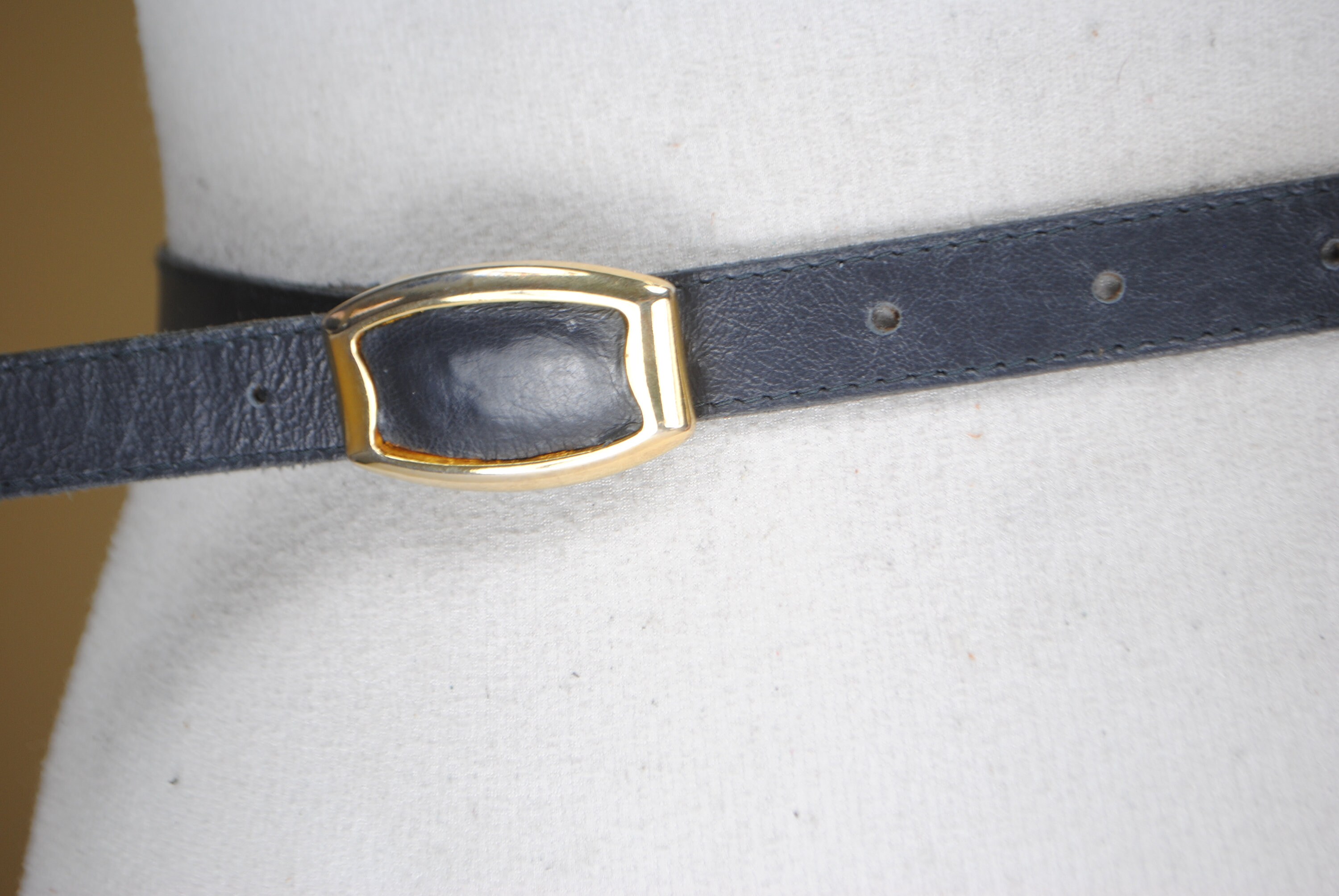 Skinny Navy Blue Leather Belt for Women. Minimalist belt Etsy