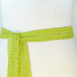 70er Jahre Handmade Häkelgürtel, Hellgrüner Geflochtener Häkelgürtel, Damen, Krawatte, 1970er Jahre Vintage Strickstoff, Geschenk für Sie, Freundin, 45&quot;Zoll
