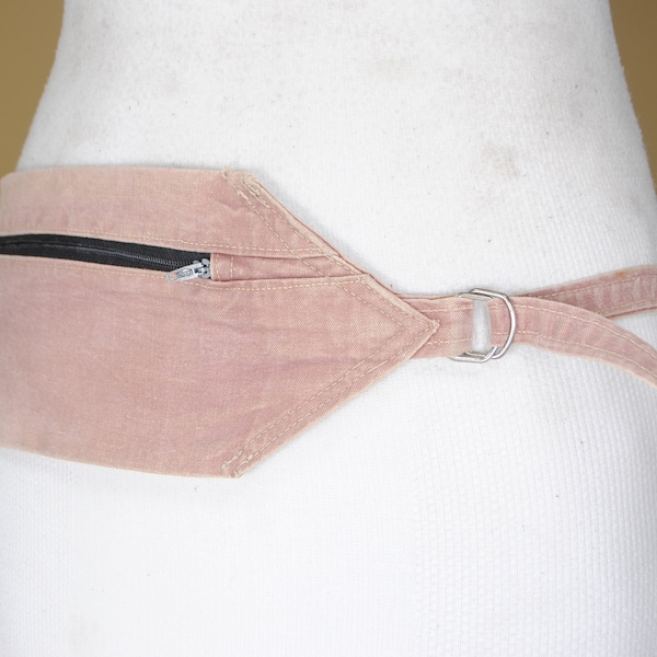 Wide washed Pink fabric Belt, Pocket belt Waist Hip Bag, utility Y2K zip belt, Vintage, Size 25 26 27 28 29 30 31 32 33 34 35 36 37 38 39 40