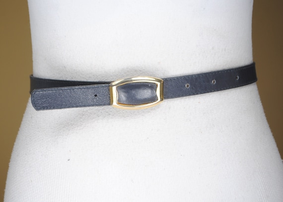 Skinny Navy Blue Leather Belt for Women. Vintage … - image 1