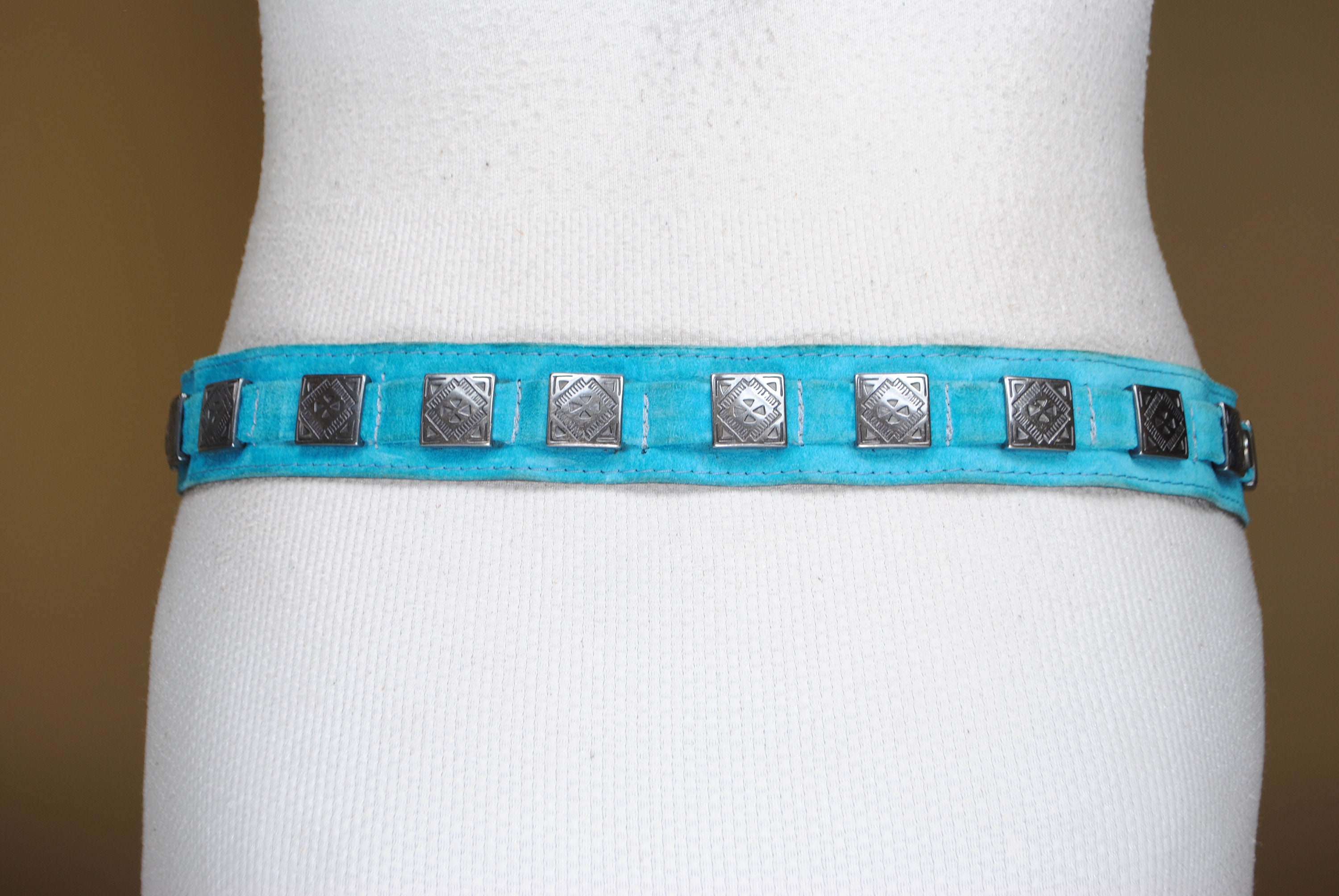Turquoise Suede Western Belt for Women Dark Metal Engraved Etsy UK