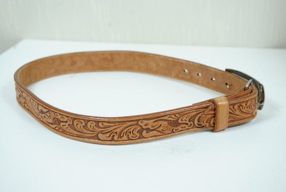 Southwestern Tan Leather Belt for Women, Silver B… - image 4