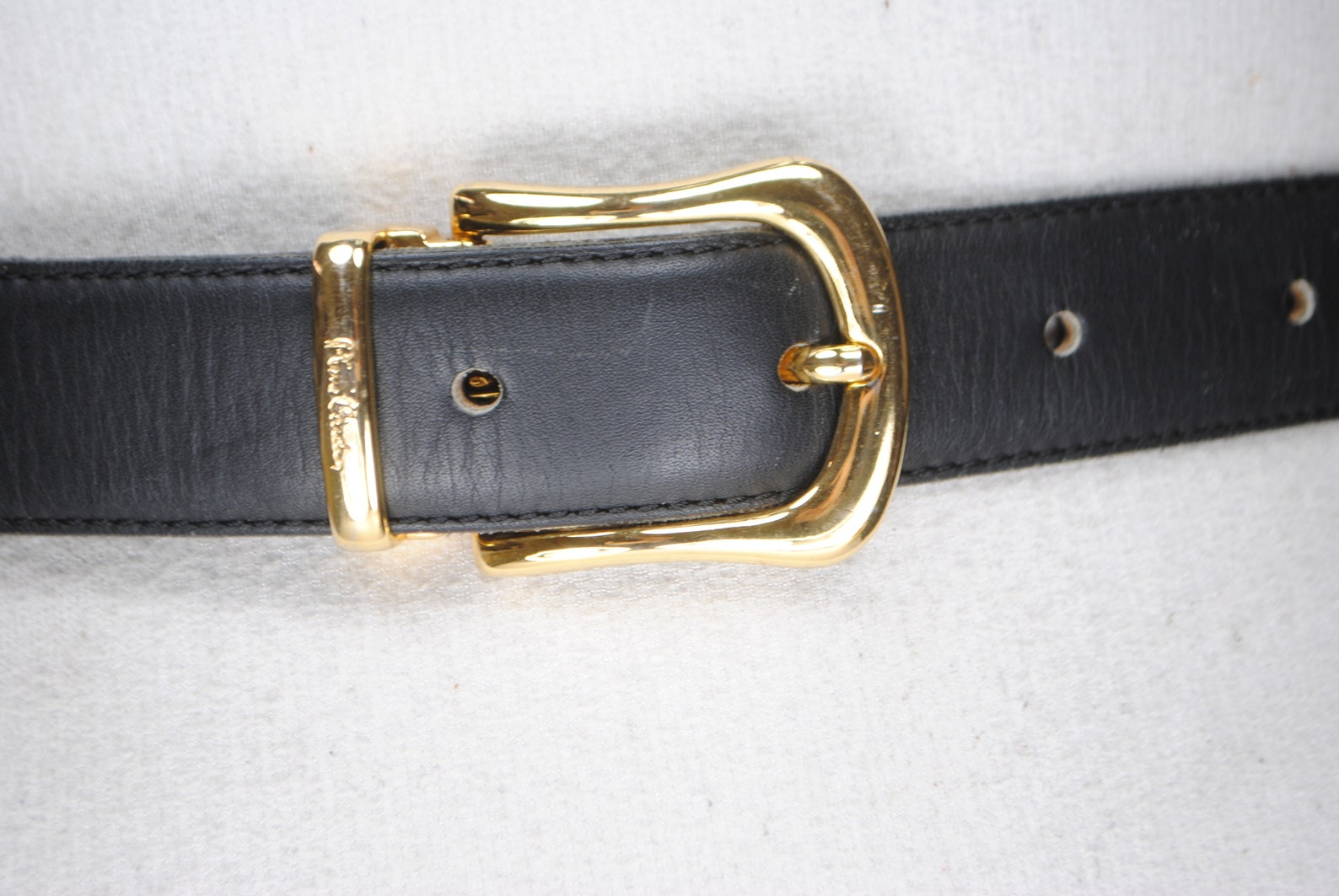 Pierre Cardin belt Black Leather Belt with Gold Buckle | Etsy