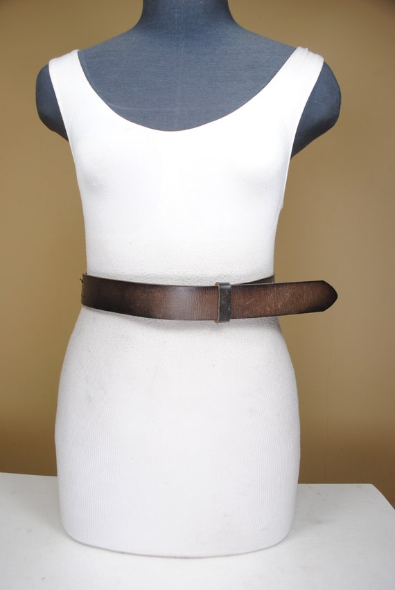 Unique Brown Leather Belt, Vintage Unisex Belt fo… - image 3