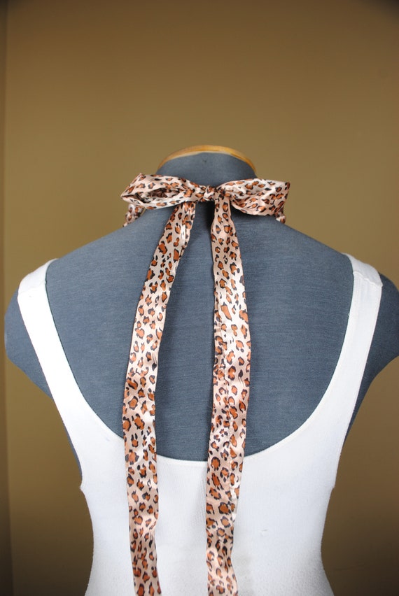 Leopard Tie up Beaded belt, 90s Vintage Fabric Be… - image 3