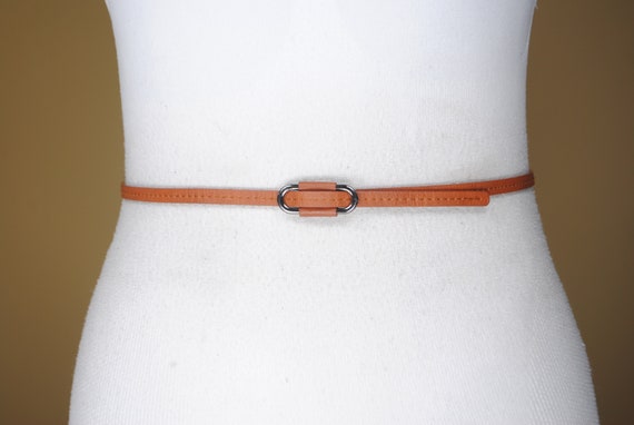 90s Y2K Minimalist belt, Skinny Tan Belt, Vintage… - image 3