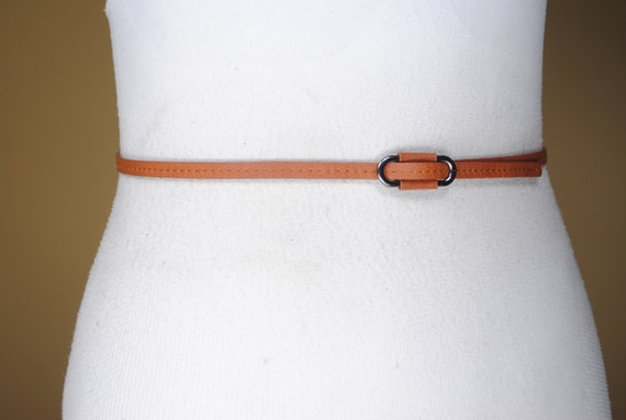 90s Y2K Minimalist belt, Skinny Tan Belt, Vintage… - image 2