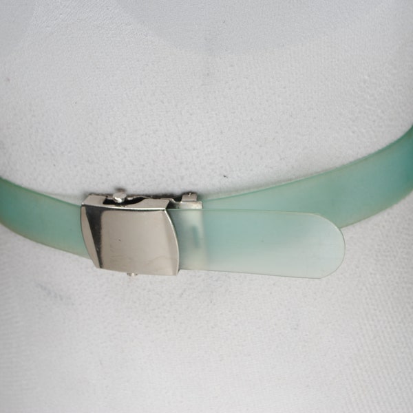 Y2K Turquoise Jelly Belt, Transparent Blue Belt for Women, Silver Buckle, 90s Vintage Clear belt, Turquoise See Through Belt, Adjustable