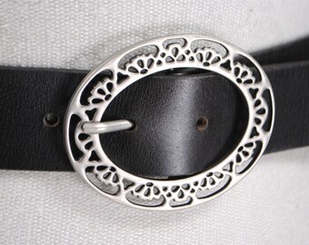 Black Leather Belt Women, 90s Vintage, Y2K Hip Waist Faded  display picture 1