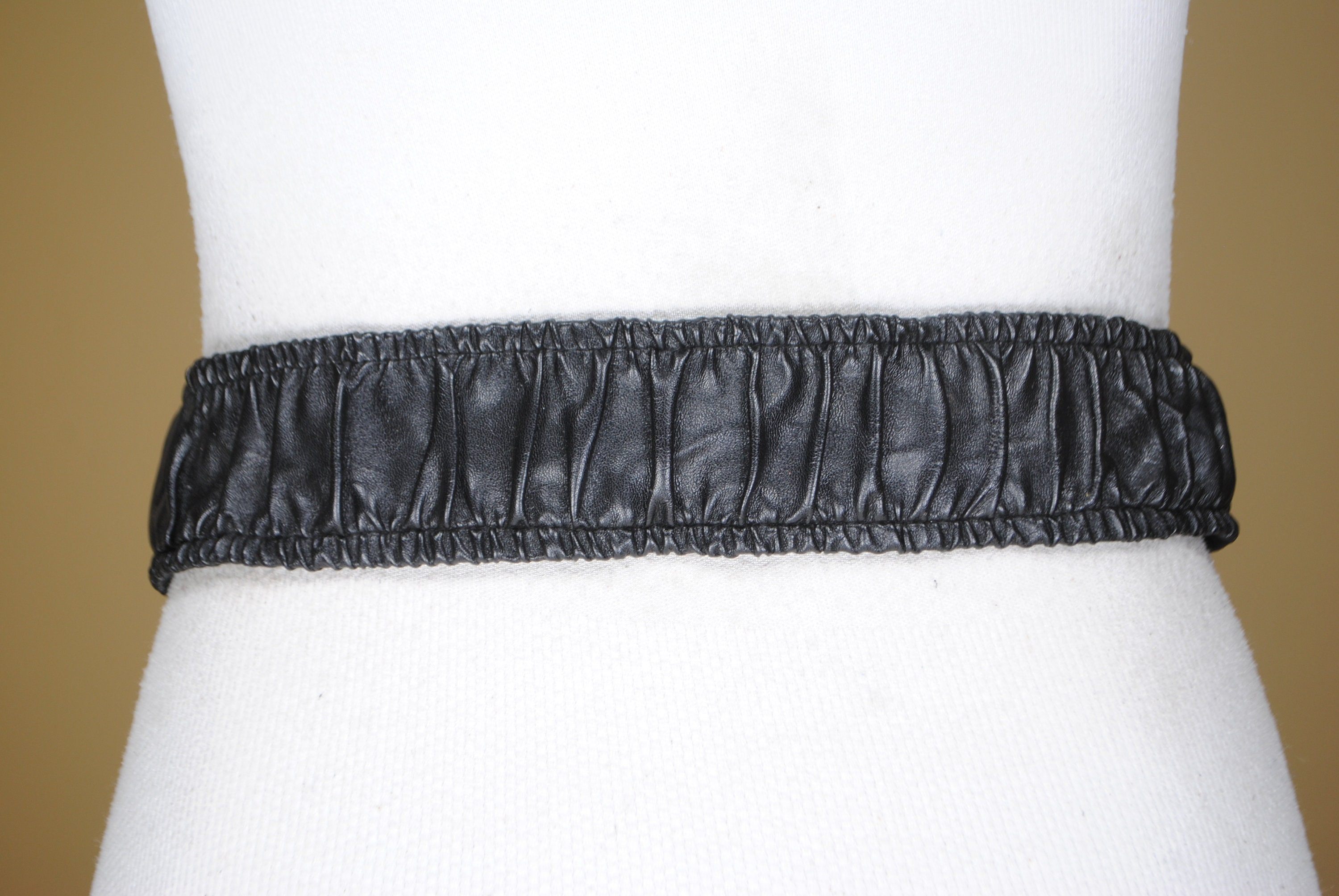 90s 30-34 Black Vegan Leather Stretch Belt for Women. | Etsy