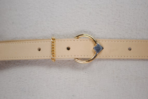 Skinny Beige Belt Women, Y2K 90s VINTAGE, Vegan Elegant Belt  display picture 1