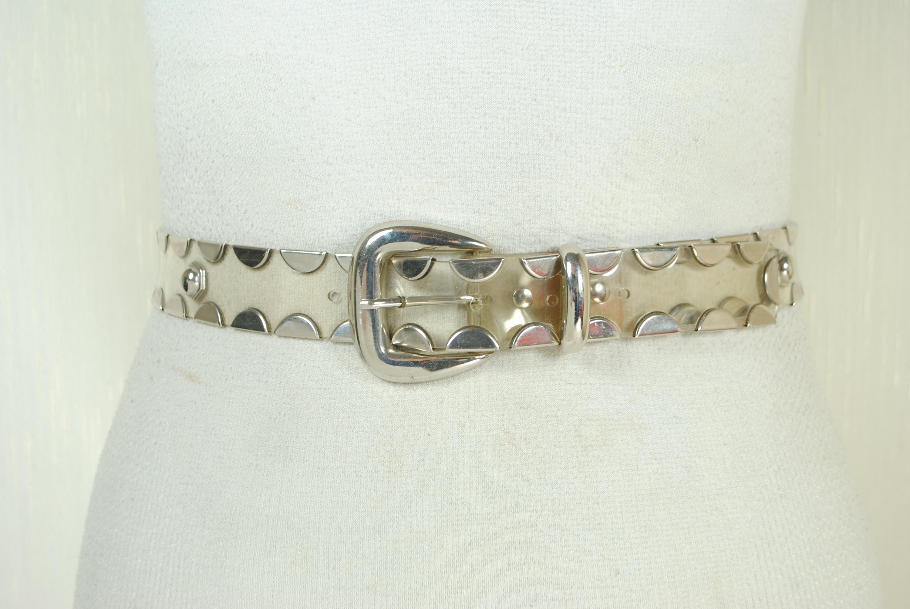 Transparent Vinyl Belt, Silver Scale Belt, VINTAGE, Western