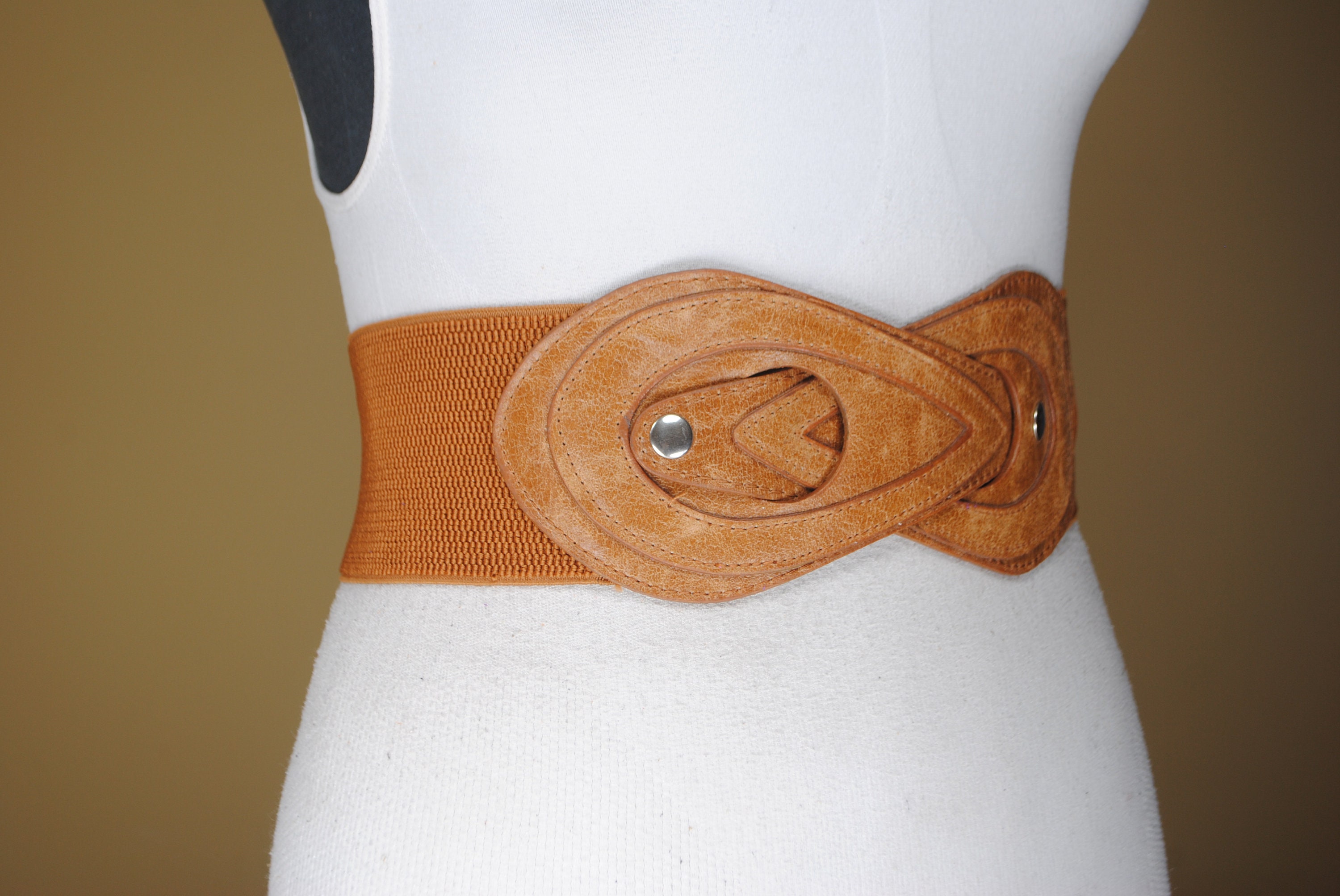 Brown stretch leather belt for women Etsy