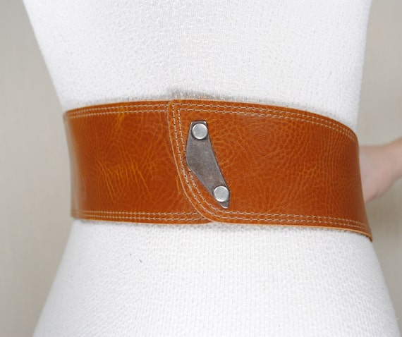 Extrawide Tan Brown Belt, ІStatement hip belt, Wi… - image 7
