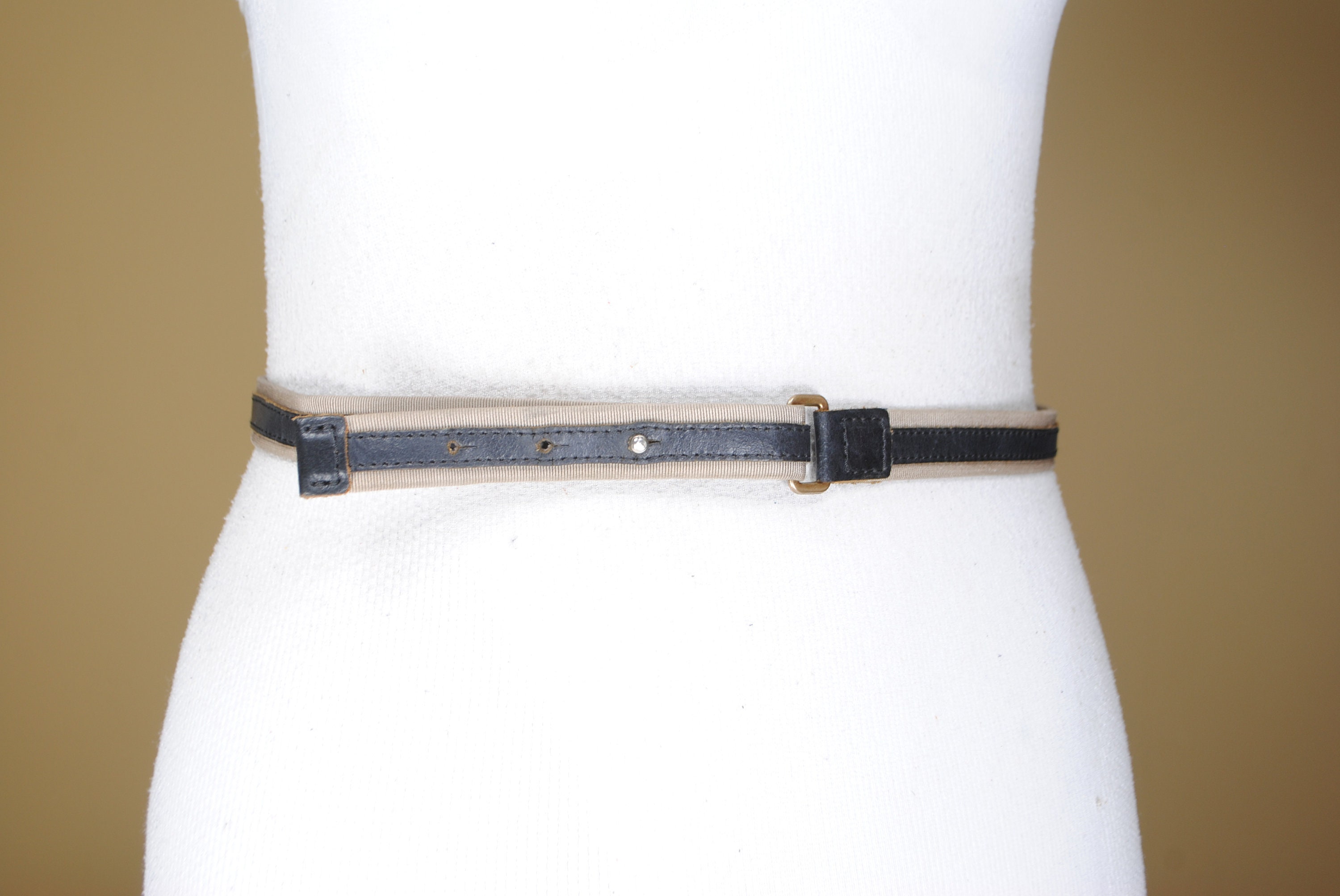 Unique Stunning Womens Woodgrain w/ Black Trim Belt Waist Size 34\
