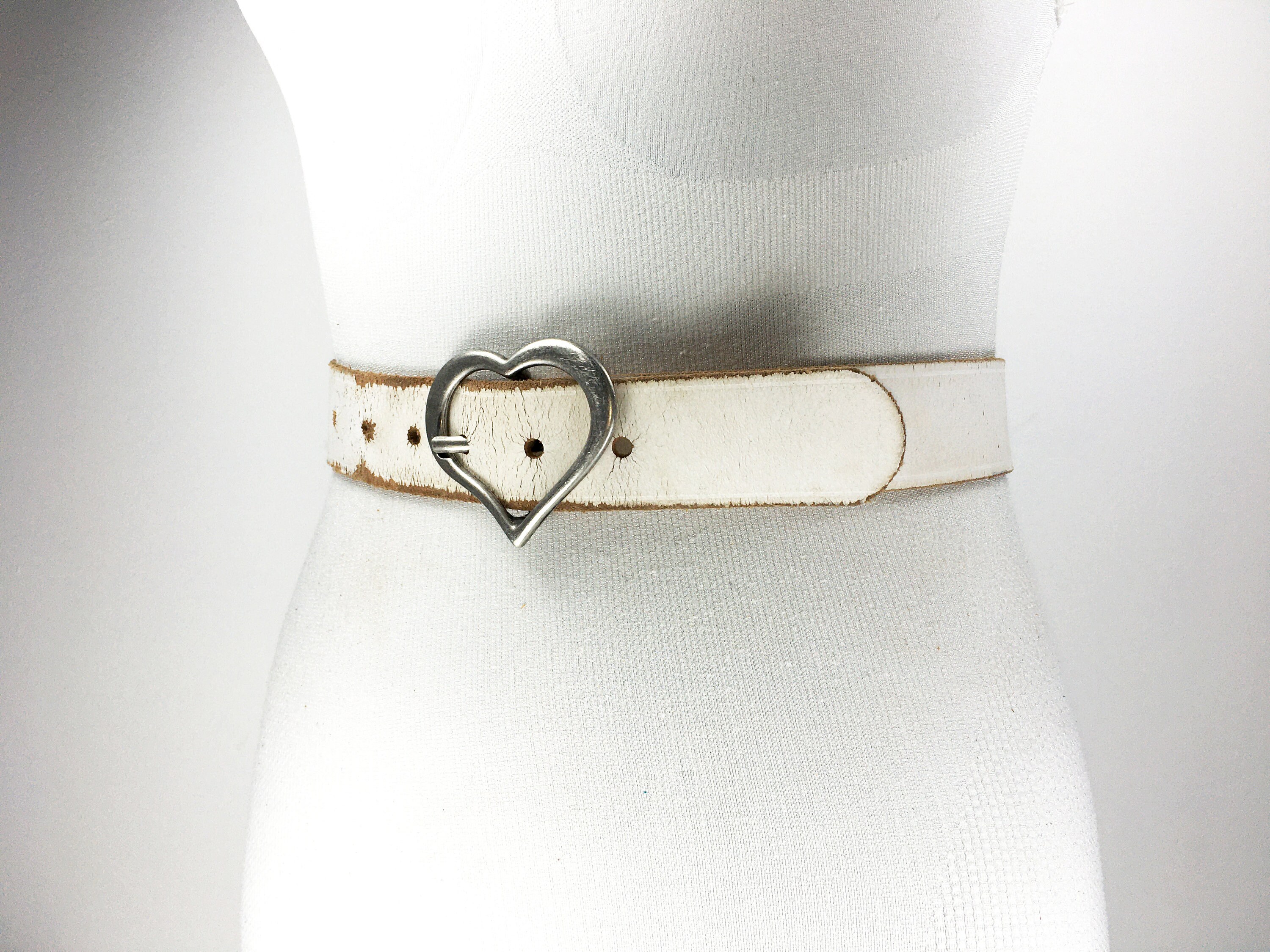 80s 31''37'' white leather belt for women Etsy