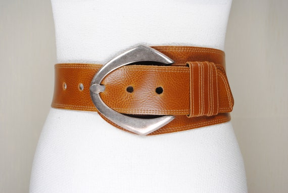 Extrawide Tan Brown Belt, ІStatement hip belt, Wi… - image 1