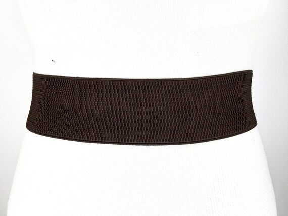 Wide Stretch Brown Belt, Patent Vegan Leather Bel… - image 8